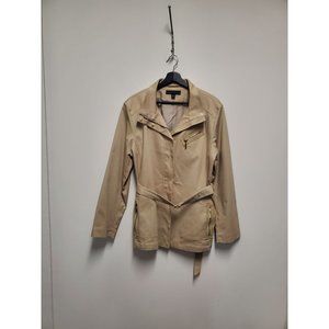 Gallery Stretch Women's Lined Coat/Jacket Long Sleeve Button Zipper Front Beige